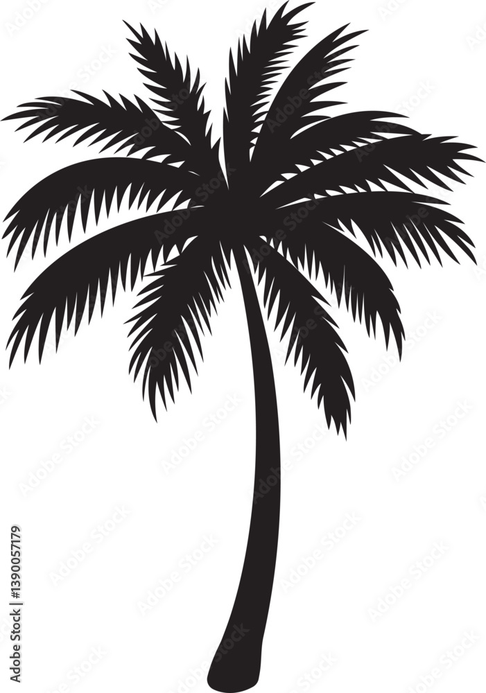 Palm tree summer time hand drawing silhouette minimalist element Palm tree summer time hand drawing silhouette minimalist element