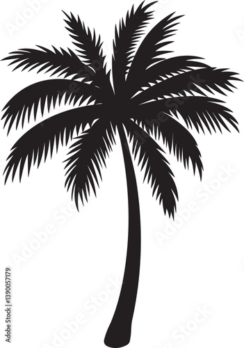Palm tree summer time hand drawing silhouette minimalist element
