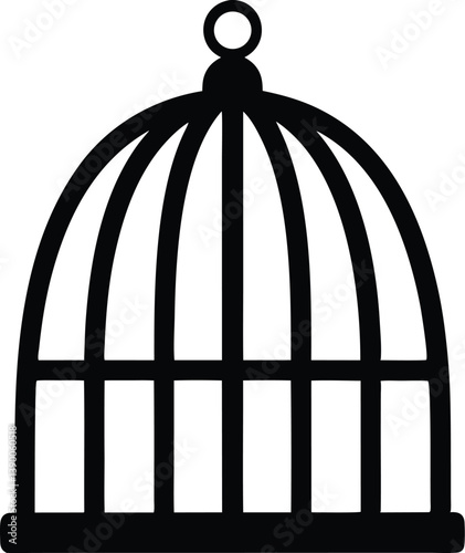 birdcages with bird silhouette vector,Bird cage icon