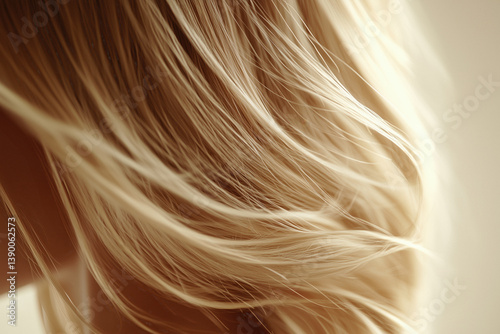 Obraz na płótnie A close-up of flowing, light blonde hair with soft highlights and a gentle wave. w salonie