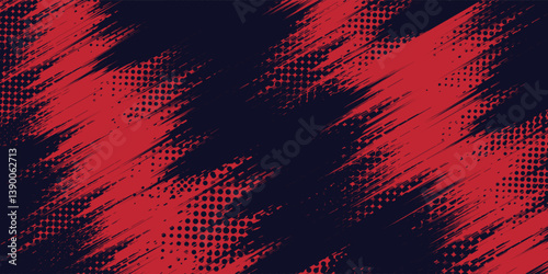 Red halftone dots blue color pattern gradient grunge texture background. Dot pop art comic sport style vector modern illustration. Eps10