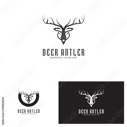 deer antler simple luxury logo and vector template