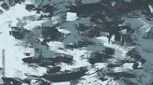 Modern teal background featuring dynamic turquoise strokes and textured edges, evoking a rhythmic composition inspired by abstract intensity and balance