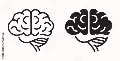 Human brain icon set. Thinking, mind refresh, brain health, creative vector illustration. Human brain icon set with different style. Creative idea flat line icon.