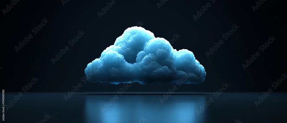 Digital Cloud Computing Concept for Modern Technology and Data Management in Blue and Black Background