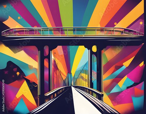 colorful Soul Bridge with cool isolated pop art style background