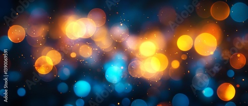 Obraz na płótnie Defocused blue yellow orange radiance soft texture on dark black abstract empty space background. Neon blur glow. Color light overlay. Copy space. w salonie