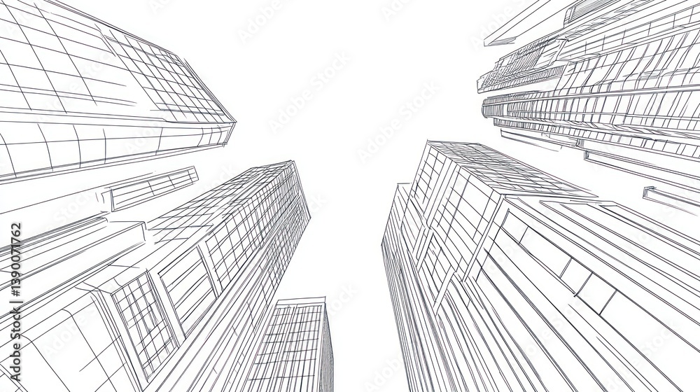 Fototapeta premium Architectural Perspective of Skyscrapers