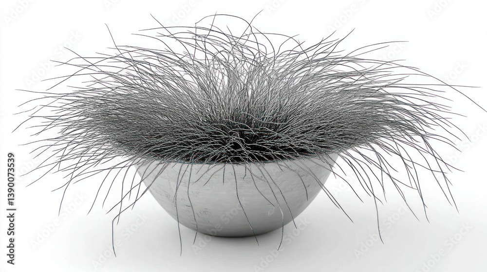 Obraz premium Gray grass in a round planter