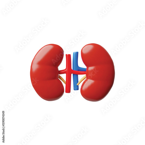 3D realistic model of human kidneys, Anatomy science, healthy Urinary system internal organ, vector medical design