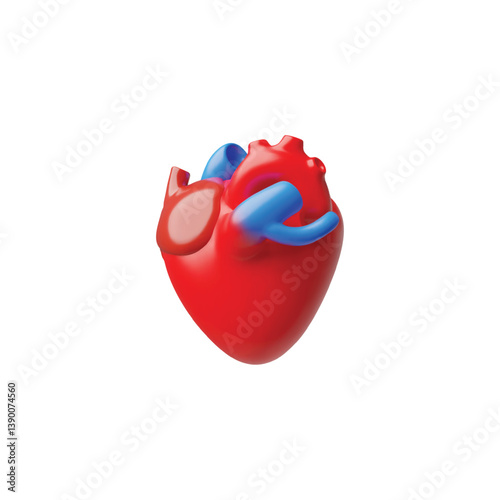 3D realistic model of human heart, vector anatomy science concept, healthy circulatory system internal organ, cardiology