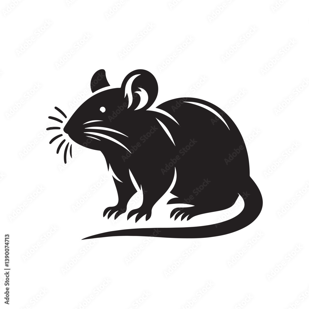 Fototapeta premium Minimalist Rat Silhouette - Rat Illustration - Rat Vector - Rat Design.