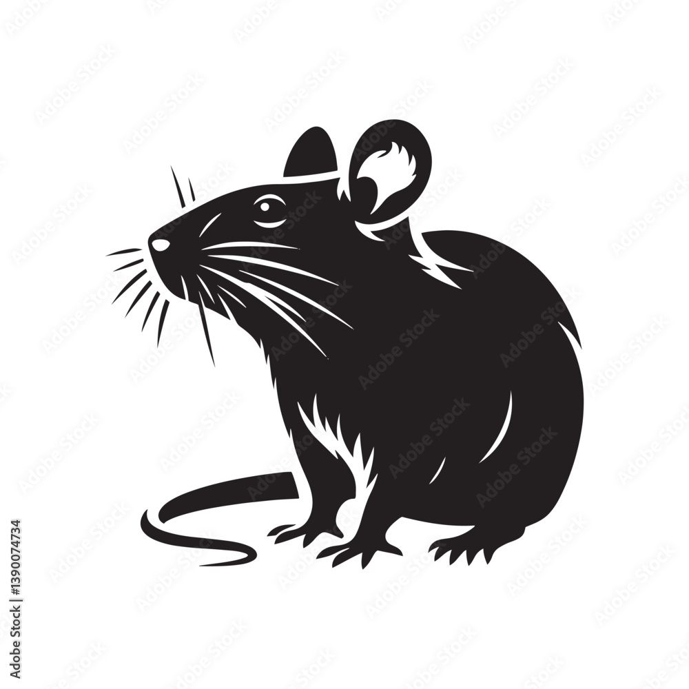 Fototapeta premium Minimalist Rat Silhouette - Rat Illustration - Rat Vector - Rat Design.