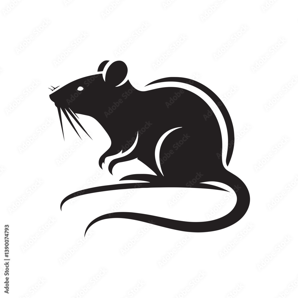 Fototapeta premium Minimalist Rat Silhouette - Rat Illustration - Rat Vector - Rat Design.