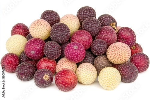 Colorful, textured spherical fruits/seeds