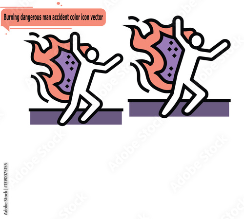 Burning dangerous man accident color icon vector
