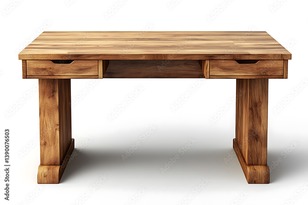 Elegant Wooden Desk Featuring Two Drawers And Natural Wood Grain Texture Elegant Wooden Desk Featuring Two Drawers And Natural Wood Grain Texture