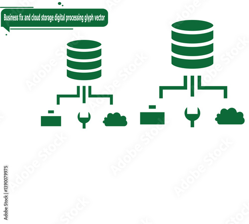 Business fix and cloud storage digital processing glyph vector