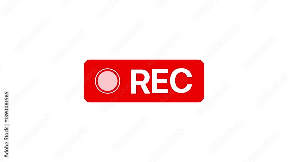 Recording sign icon animation. Red logo camera video recording animation