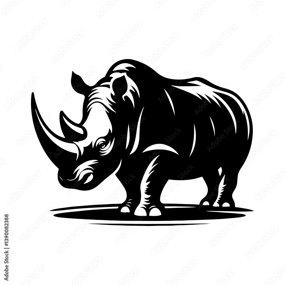 Obraz premium Rhinoceros Silhouette - Minimalist Design of Rhinoceros - Vector of Rhinoceros - Rhinoceros Illustration.