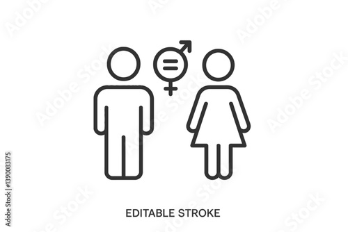 Icons representing male and female figures with gender symbols showcasing inclusivity and diversity in gender representation