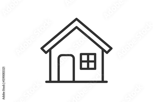 Simple line vector icon of a house with a door and window design suitable for various digital applications and graphics