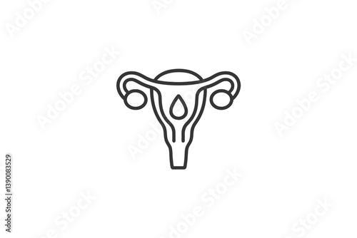 Uterus line vector icon representing female reproductive health and anatomy