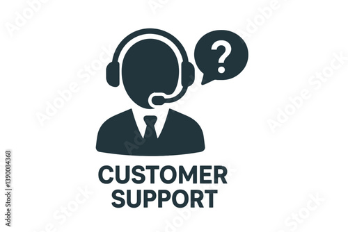 Free Download Customer support representative providing assistance through a headset with a question mark symbol indicating inquiry - GFXLoad