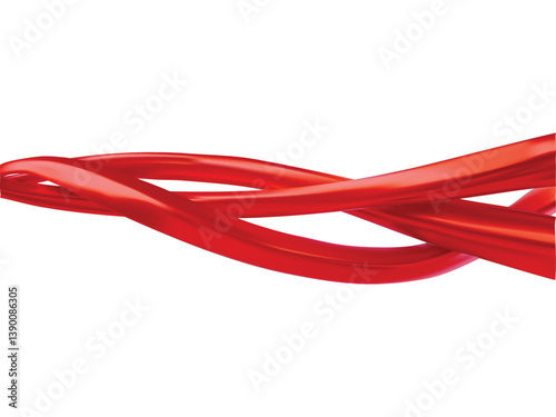 Vector 3d illustration of abstract shape of red wave lines.