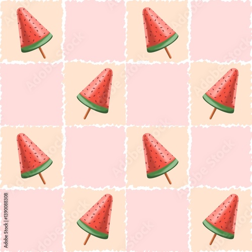 Seamless pattern with ice cream. Summer pattern.