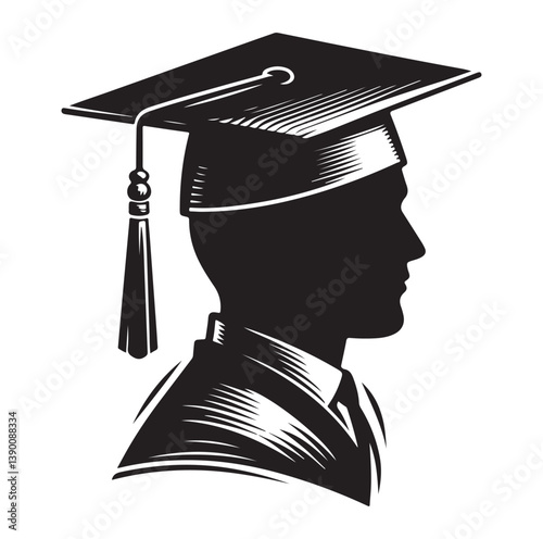 Graduation cap vector icons isolated on white background.