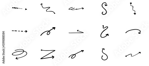 Hand drawn arrow mark icons vector,Arrow vector icon set in thin line style