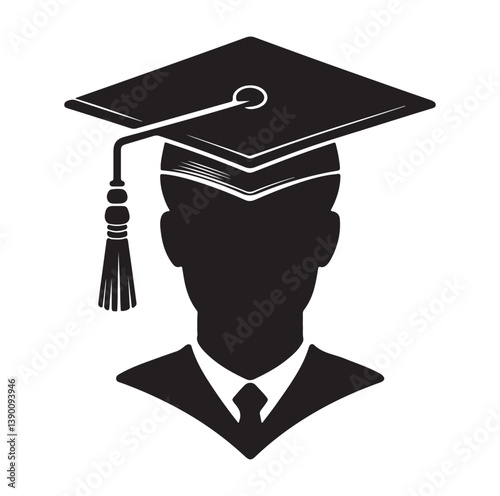 Graduation cap vector icons isolated on white background.