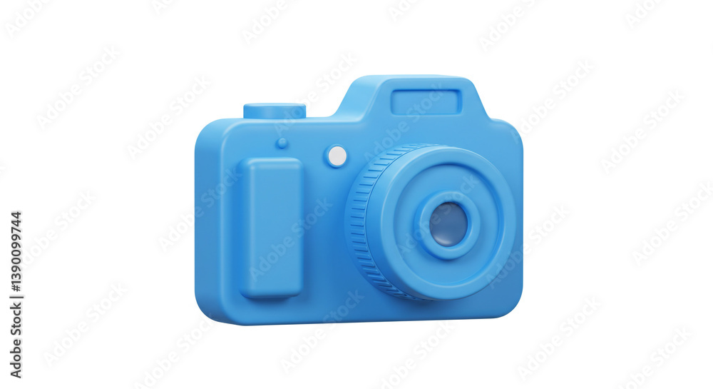 A playful blue camera ready to capture life's joyful moments, a minimalist design against a clean white backdrop. A playful blue camera ready to capture life's joyful moments, a minimalist design against a clean white backdrop.