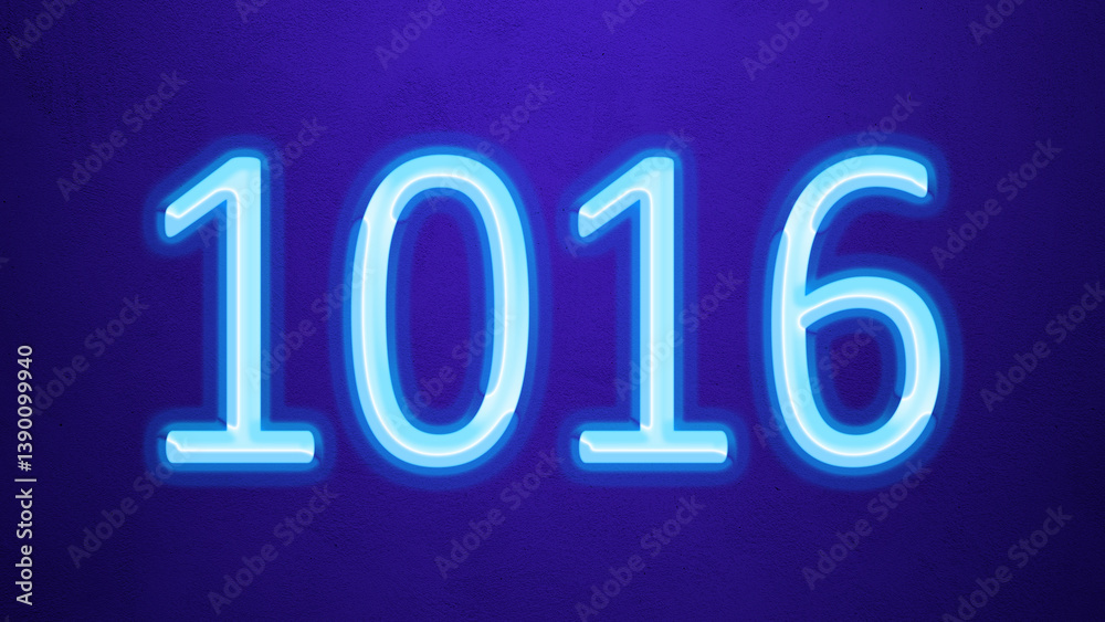 Glowing blue number design of 1016 on blue background. Glowing blue number design of 1016 on blue background.