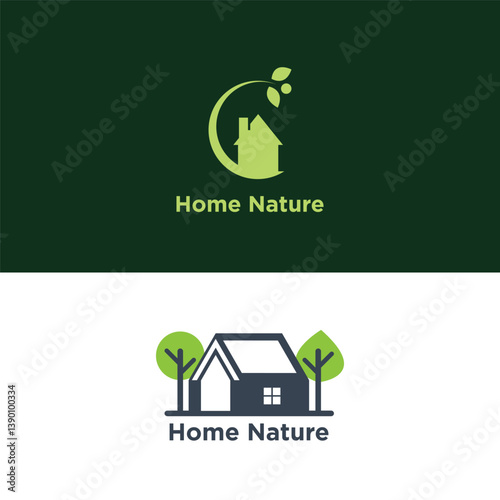 Home And Tree Nature Logo Template Design Vector, Emblem, Design Concept, Creative Symbol, Icon