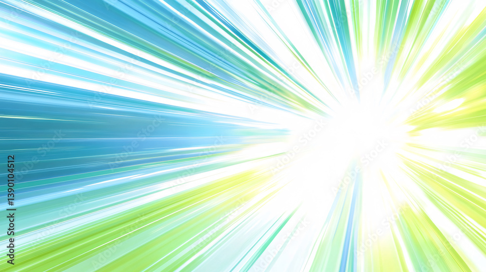 Obraz premium Vibrant Lime Green and Sky Blue Light Speed Effect on White Background