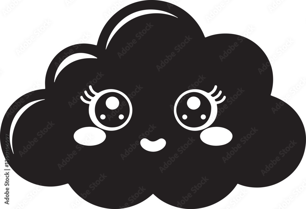 Kawaii Cloud emotion silhouette vector design Kawaii Cloud emotion silhouette vector design