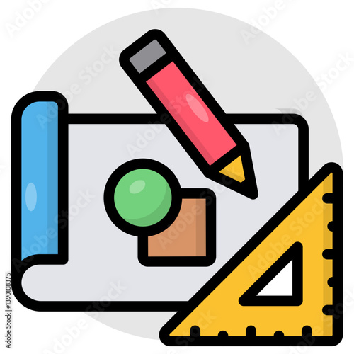 A writing tool icon, flat design of drafting tools