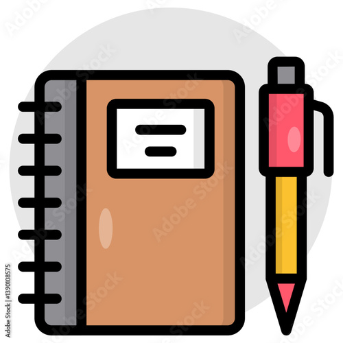 Conceptual flat design icon of notebook
