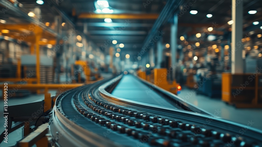 Industrial Conveyor Belt System in Modern Factory Setting Close up View of Automated Manufacturing Process Industrial Conveyor Belt System in Modern Factory Setting Close up View of Automated Manufacturing Process