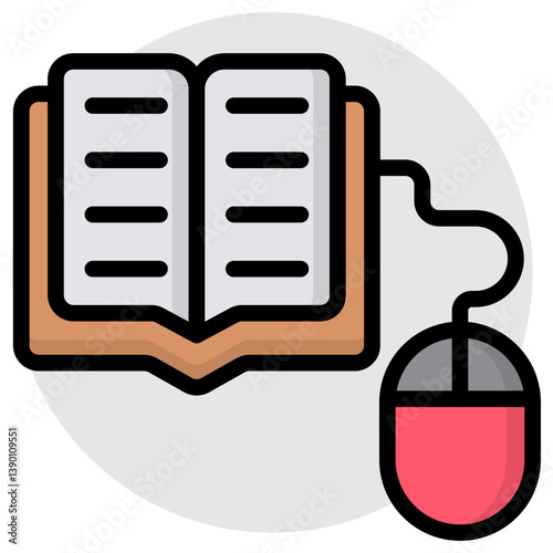 Conceptual flat design icon of digital book