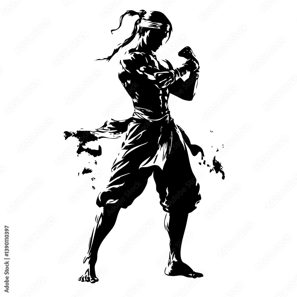 Fototapeta premium Epic Boxer Warrior in Fight Mode Logo Martial Arts Illustration