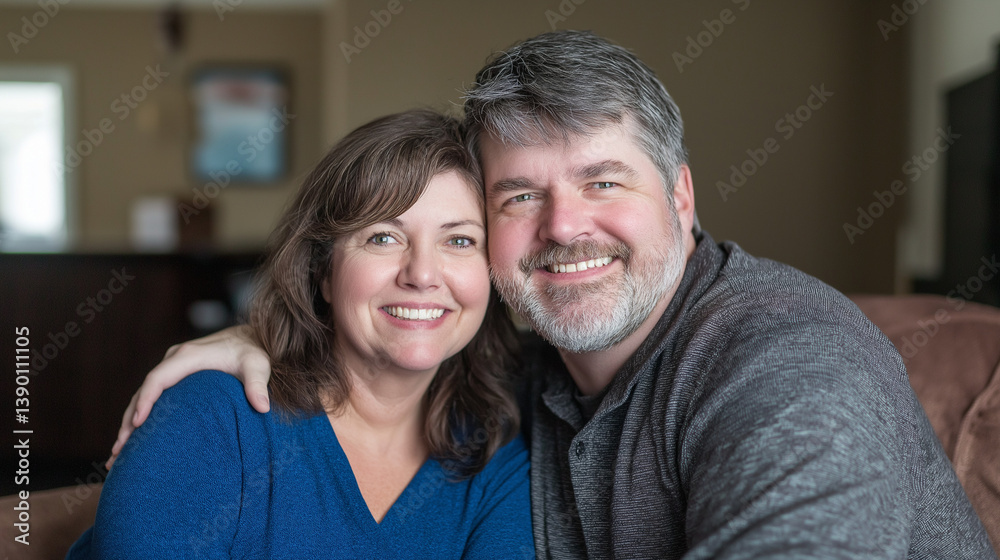 A warm, smiling family of two, radiating joy and connection in a cozy home setting. A warm, smiling family of two, radiating joy and connection in a cozy home setting.