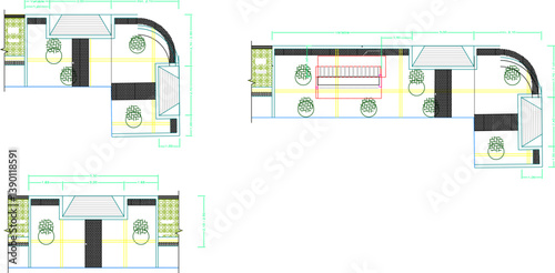 vector sketch illustration silhouette design detail image of garden landscape with cut and fill system 