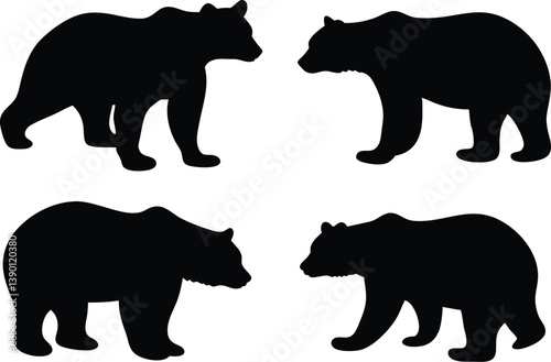 Bear black silhouette vector,Brown Bear icon clip art