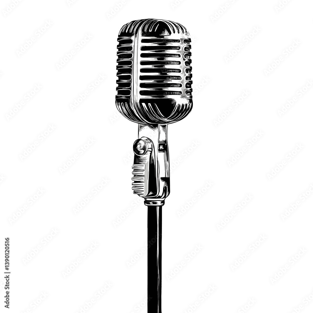 Fototapeta premium vintage microphone isolated on white