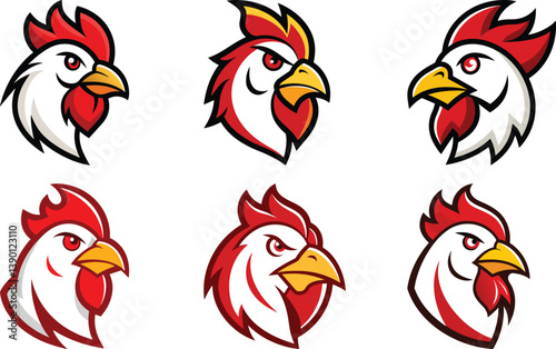 Chicken head mascot logo design vector
