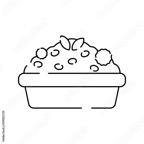 Risotto Icon Outline Style, creamy rice dish with herbs, ideal for restaurant menus and food packaging.