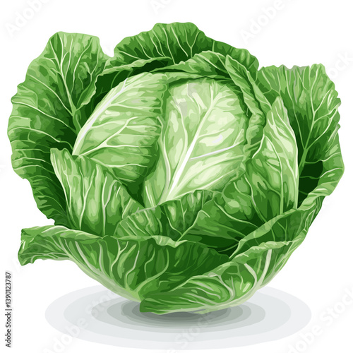 green cabbage isolated on white